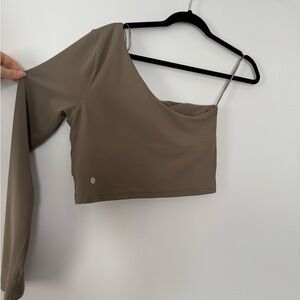 Lululemon Athletica Taupe One-Shoulder Top